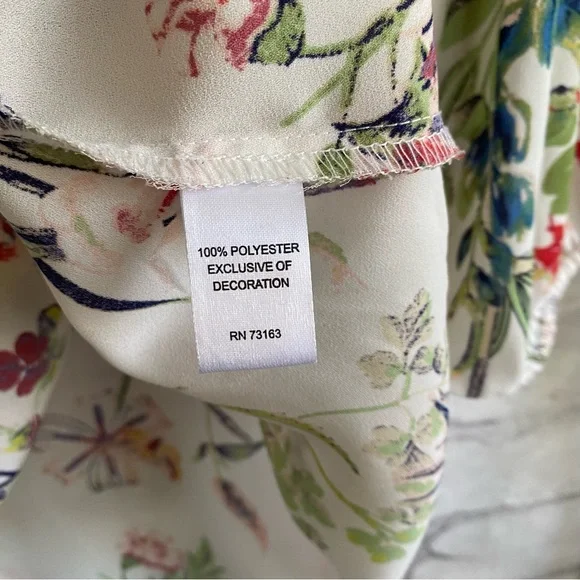 Spense Woman V Neck 3/4 Sleeve Floral Cream red yellow Top Plus Size 2X - Picture 5 of 7